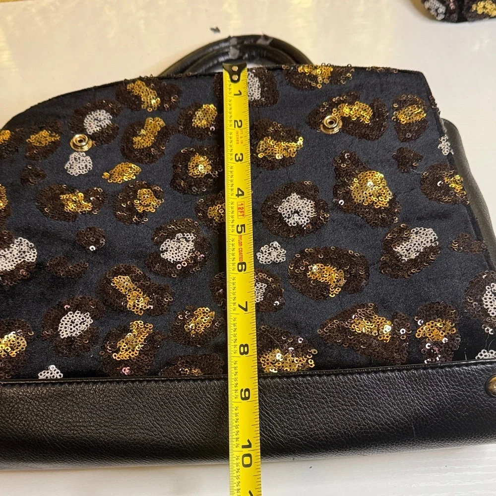 Betsey Johnson Evening Prowl Sequined Velvet Convertible satchel set